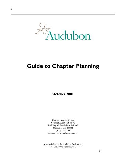 Planning Based on Program - Chapter Services - National Audubon ...