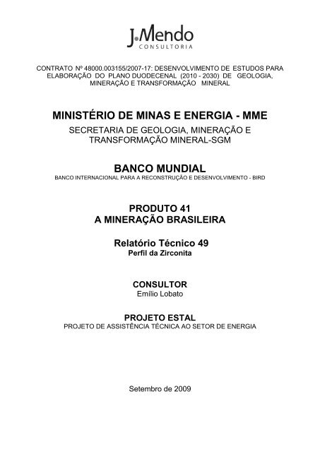 Perfil da Zirconita - MinistÃƒÂ©rio de Minas e Energia