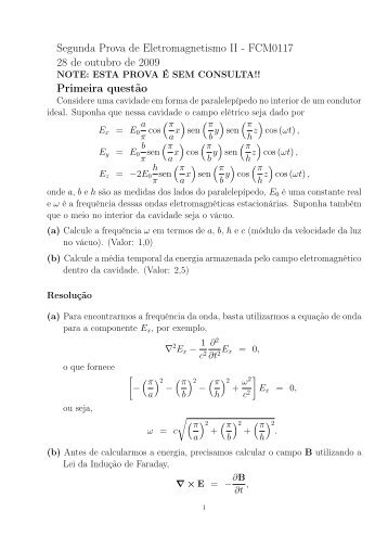 Segunda Prova de Eletromagnetismo II - FCM0117 28 de ... - IFSC