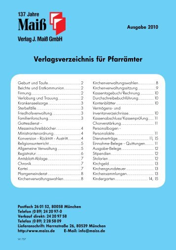 Verlagsverzeichnis für Pfarrämter