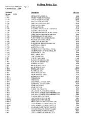 Selling Price List - Verulam Angling Club