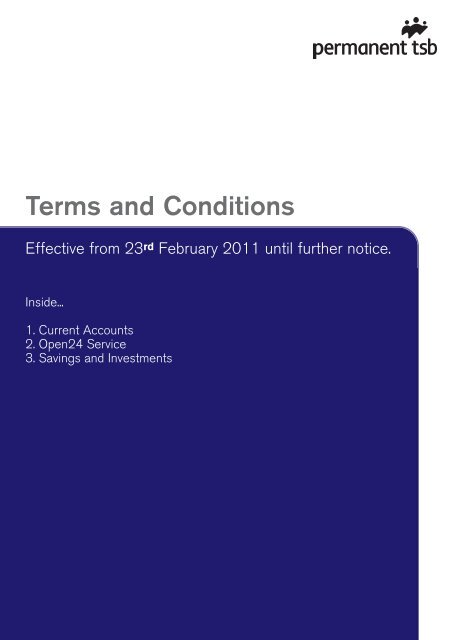 Current Accounts, Open24, Savings and  - Permanent TSB