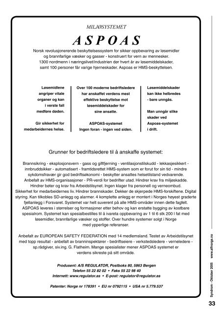 Syndrom nr 2 - 2005.indd - Arbeidsmiljøskaddes landsforening