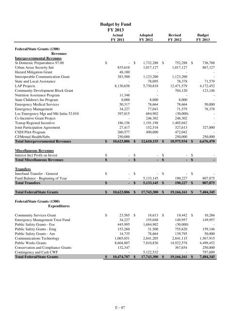 Fiscal Year 2013 Recommended Budget Book - Lake County