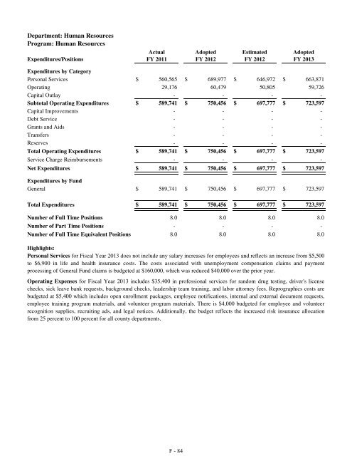 Fiscal Year 2013 Recommended Budget Book - Lake County