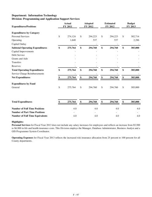 Fiscal Year 2013 Recommended Budget Book - Lake County