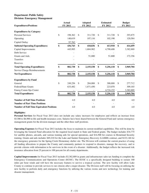 Fiscal Year 2013 Recommended Budget Book - Lake County