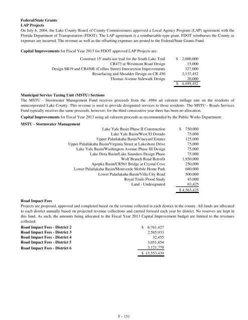 Fiscal Year 2013 Recommended Budget Book - Lake County