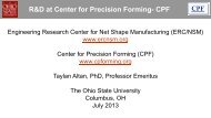 Research activities at ERC/NSM and CPF, Center for Precision ...