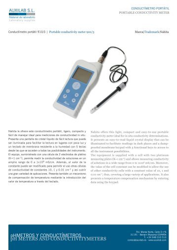 pHMETROS Y CONDUCTÃMETROS pH METERS AND ... - Auxilab