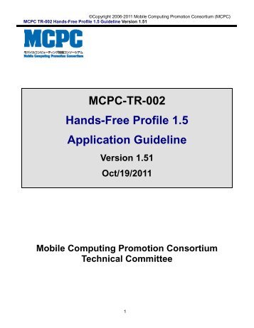 MCPC-TR-002 Hands-Free Profile 1.5 Application Guideline ...