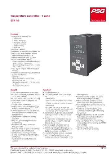 Temperature controller - 1 zone ETR 46 - PSG Plastic Service GmbH