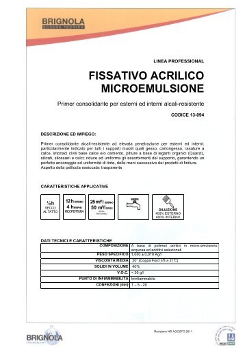 FISSATIVO ACRILICO MICROEMULSIONE - Brignola