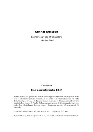Gunnar Eriksson - Tekniska museet