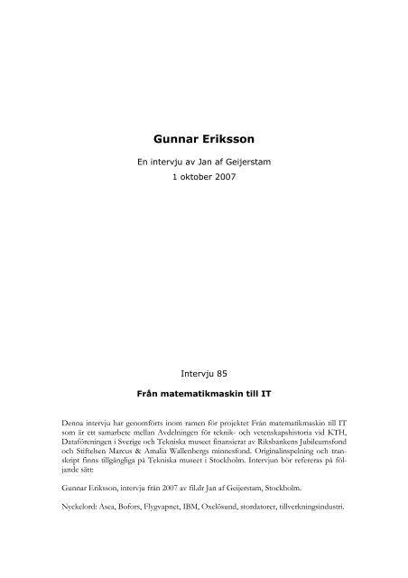 Gunnar Eriksson - Tekniska museet