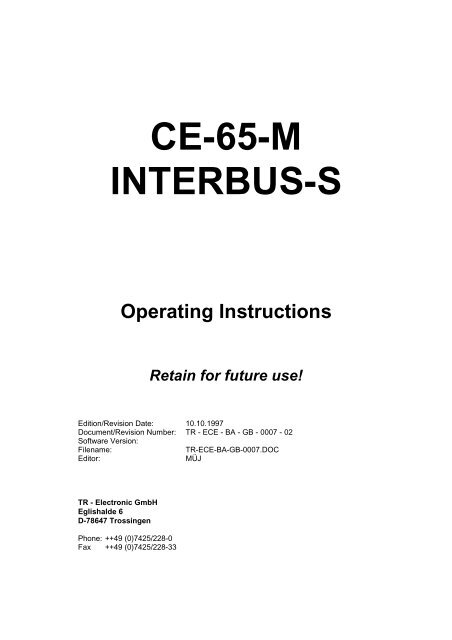 CE-65-M INTERBUS-S - TR Electronic