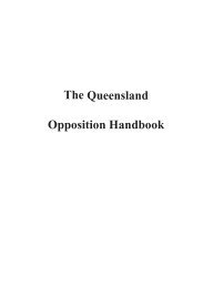 The Queensland Opposition Handbook - Department of the Premier ...