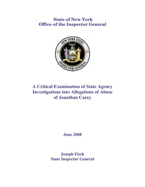 A Critical Examination of State Agency Investigations into ...