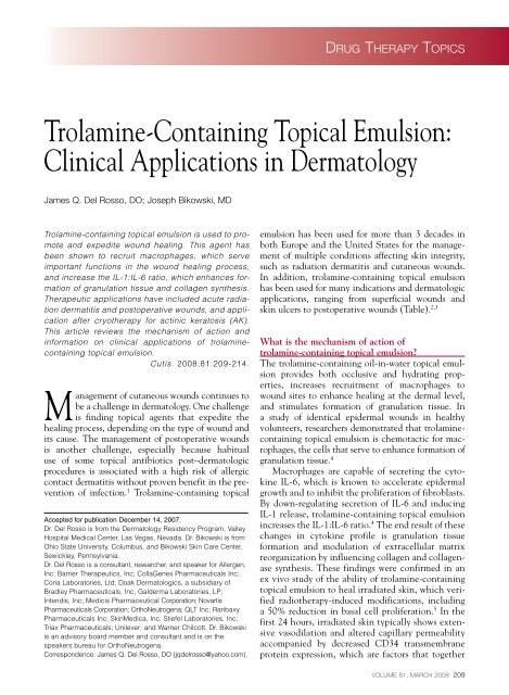 Trolamine-Containing Topical Emulsion: Clinical Applications ... - Cutis