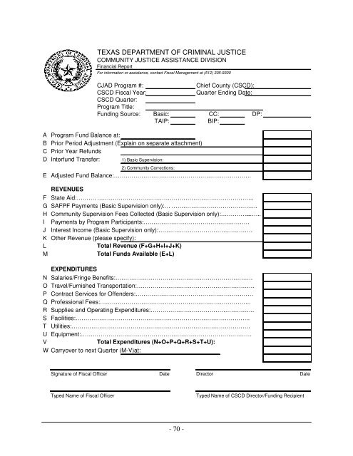 TDCJ-CJAD Data Manual - Texas Department of Criminal Justice