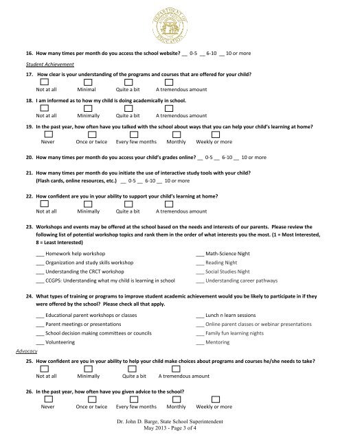 FINAL Middle School Parent Survey