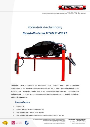 PodnoÅnik 4-kolumnowy Mondolfo Ferro TITAN PI 453 LT - TIPTOPOL
