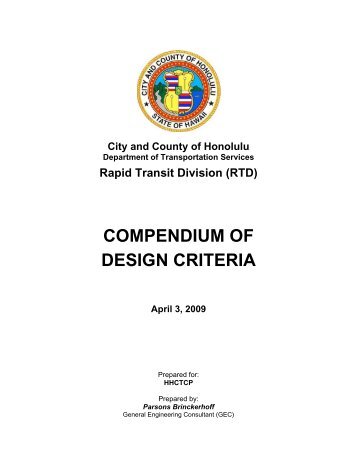 COMPENDIUM OF DESIGN CRITERIA - Honolulu Rail Transit Project