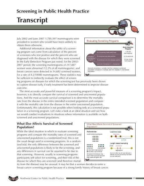 Course transcript - Northwest Center for Public Health Practice