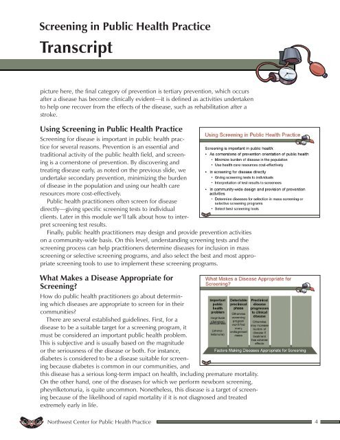 Course transcript - Northwest Center for Public Health Practice