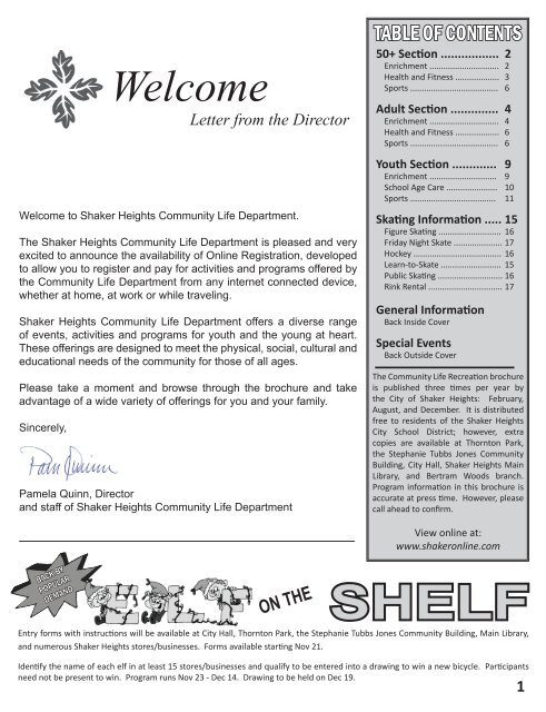 Fall recreation brochure - City of Shaker Heights
