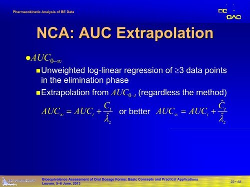 Pharmacokinetic Analysis of BE Data - BEBAC â¢ Consultancy ...