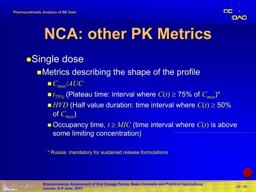 Pharmacokinetic Analysis of BE Data - BEBAC â¢ Consultancy ...