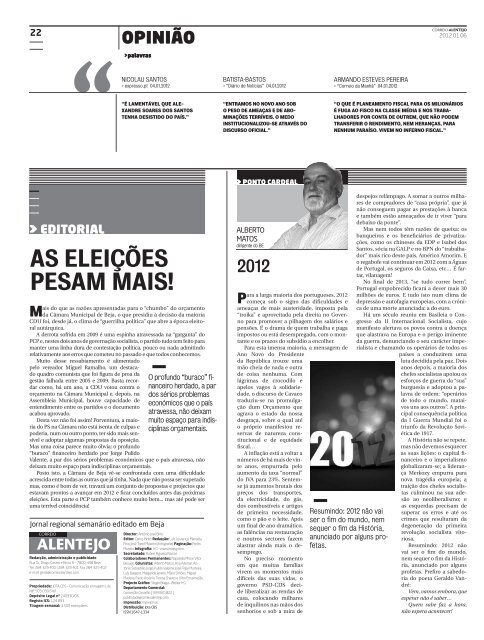 âALGUNS MUNICÃPIOS TÃM FALTA DE ÃTICAâ - Correio Alentejo