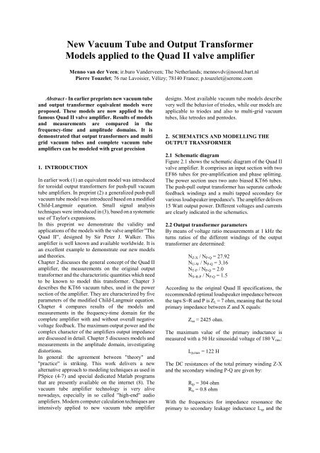 Models applied to the Quad II valve amplifier - Menno van der Veen