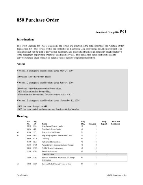 850 Purchase Order