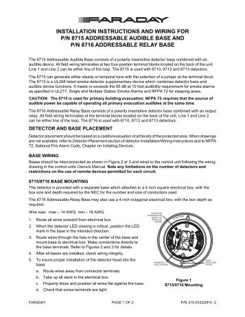 installation instructions and wiring for p/n 8715 ... - Faraday