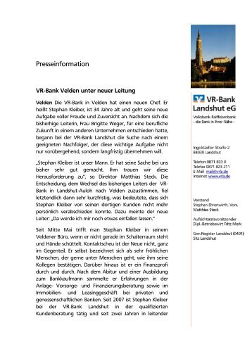 vollständige Presseinformation - VR-Bank Landshut eG