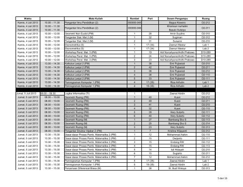 JADWAL UJIAN - Jurusan Matematika UNNES