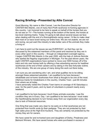 Racing Briefingâ€”Presented by Allie Conrad - Committee on Energy ...