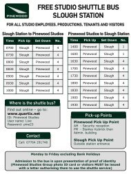 FREE STUDIO SHUTTLE BUS SLOUGH STATION - Pinewood Studios