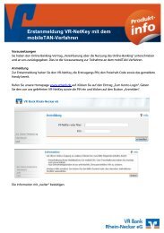 Erstanmeldung VR-NetKey mit dem mobileTAN-Verfahren