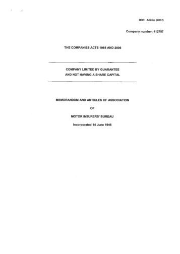 MIB Memorandum and Articles of Association - the Motor Insurers ...