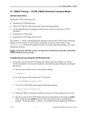 VI. CMAQ Training — CCTM, CMAQ Chemistry-Transport Model