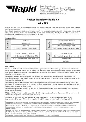 Pocket Transistor Radio Kit 13-0450 - Profe Saul