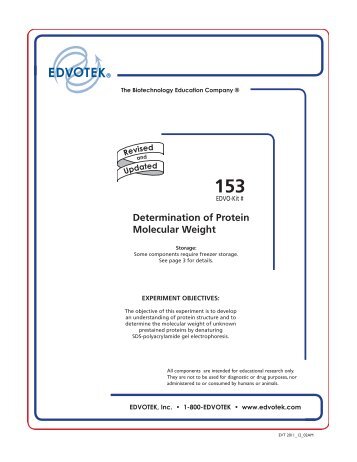 Determination of Protein Molecular Weight - EDVOTEK