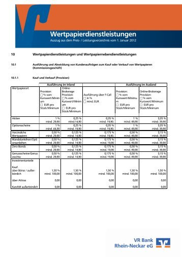 Wertpapierdienstleistungen