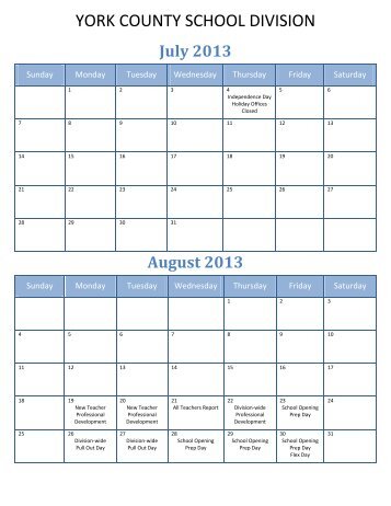 2013-14 School Calendar - York County Schools