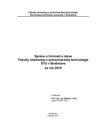 rok 2010 - Fakulta chemickej a potravinÃ¡rskej technolÃ³gie