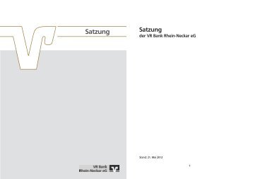 Satzung - VR Bank Rhein-Neckar eG