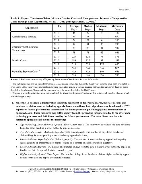 Wyoming Appeals for Unemployment Insurance Compensation